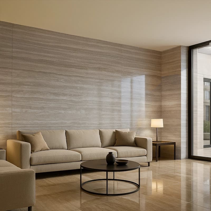  Antico Filled Polished Vein Cut Travertine Slabs 2