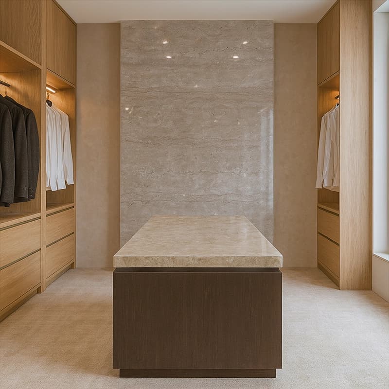  Antico Filled Polished Vein Cut Travertine Slabs 4