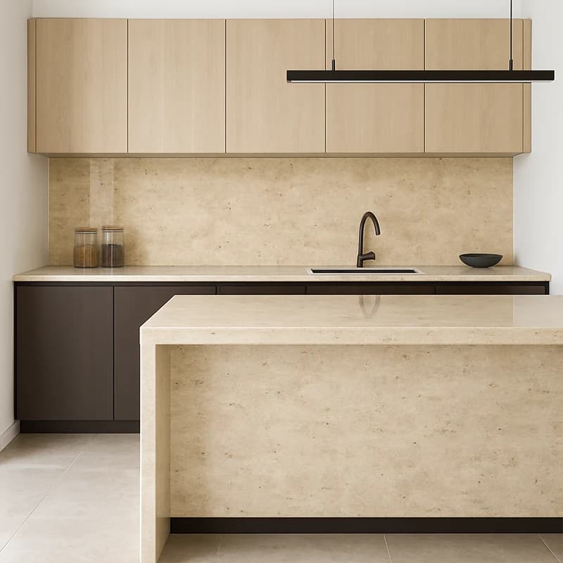 Light Unfilled Polished Cross Cut Travertine Slabs 2