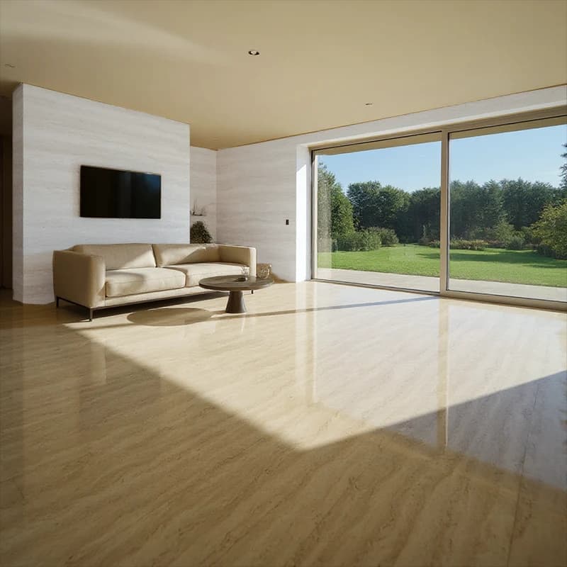 Light Filled Polished Vein Cut Travertine Slabs 2