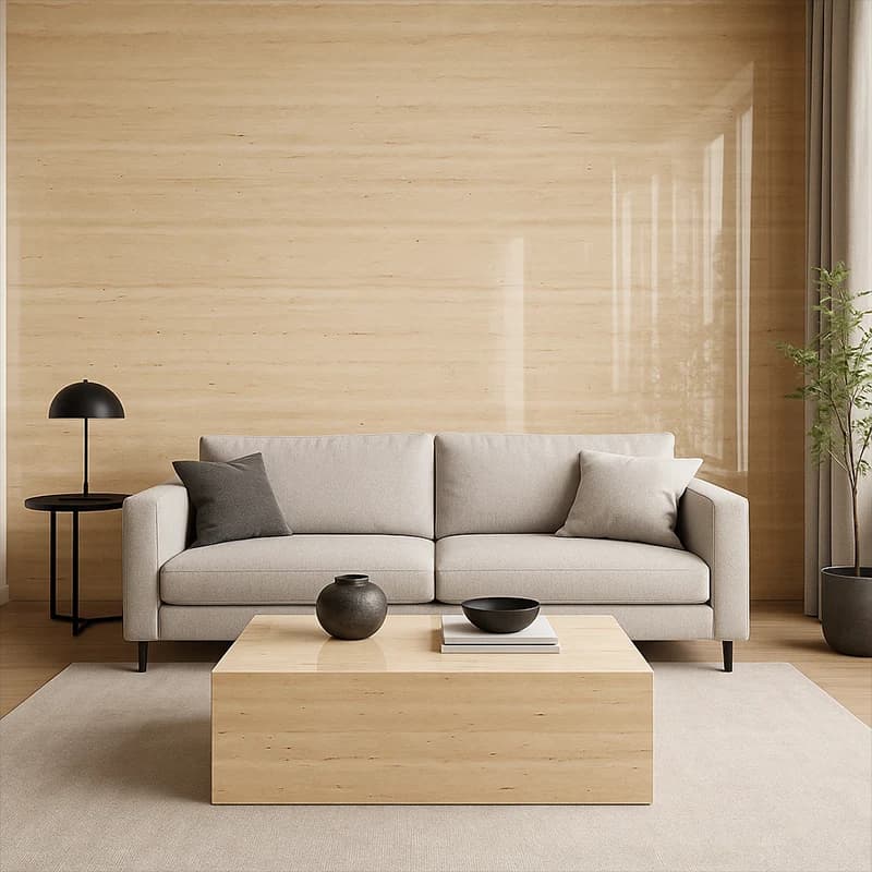 Light Unfilled Polished Vein Cut Travertine Slabs 3