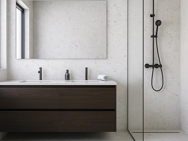 Kitchen countertop in Ivory travertine slab