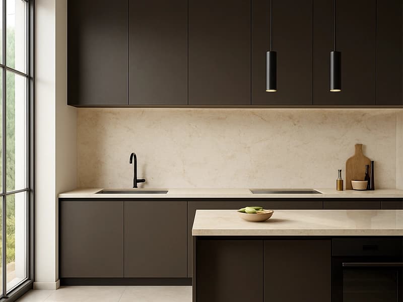 Travertine slab facade on a modern building