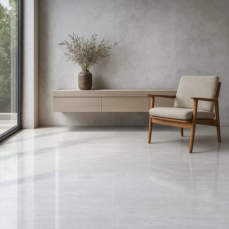 Ivory Unfilled Polished Cross Cut Travertine Slabs 3