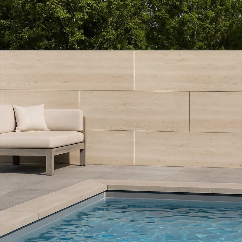 Light Unfilled Tumbled Vein Cut Travertine Slabs 3