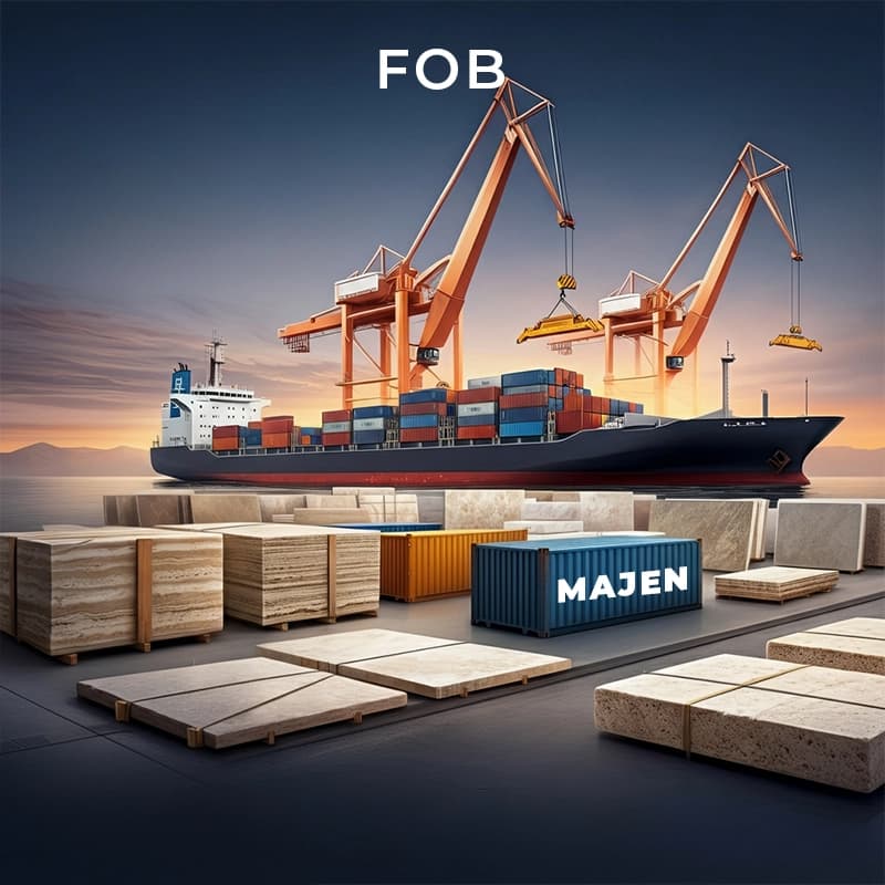 FOB Travertine Export From Turkey – container loading at Izmir Alsancak port